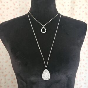 Silver and Rhinestone Teardrop Layered Necklace 🎲